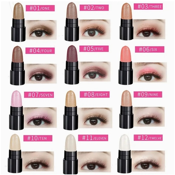 12Pcs/Set Eyeshadow Stick Set Pearly Glitter Shimmer Durable Eyeshadow   - NWT - Picture 3 of 6